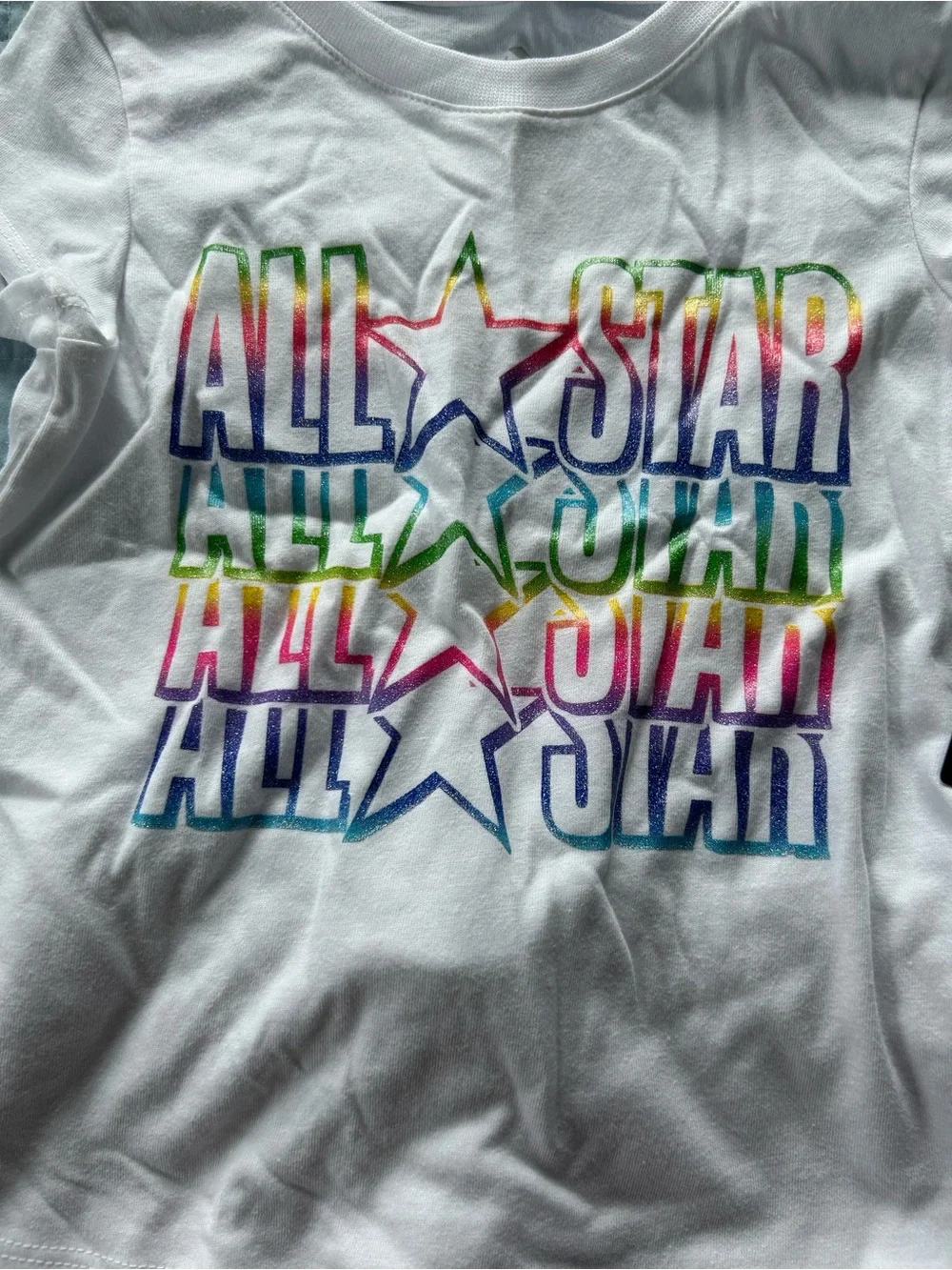 Converse All-Star White Rainbow Logo Tee & Gray Shorts Set Girls size 4